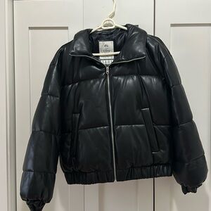 Abercrombie & Fitch vegan leather ultra soft puffer jacket